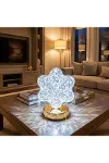 Çiçek Model Kristal LED Masa Lambası – Dokunmatik, 3 Renk Işık Modlu, Şarjlı Mini Dekoratif Gece Lam-1