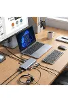 8in1 Type-C Çoklayıcı Hub HD 4K USB 3.0 SD TF Kart RJ45 Ethernet Dönüştürücü Adaptör-3
