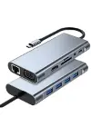 8in1 Type-C Çoklayıcı Hub HD 4K USB 3.0 SD TF Kart RJ45 Ethernet Dönüştürücü Adaptör-1