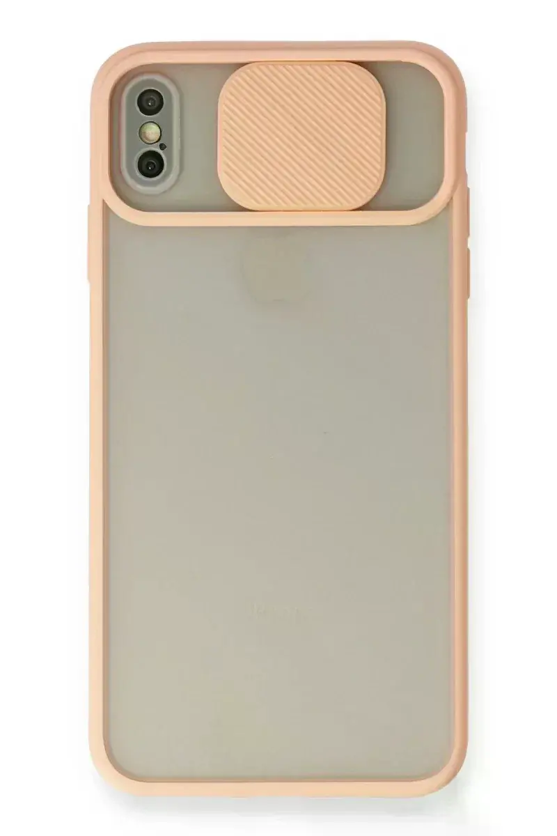 Apple iPhone XS Max Kılıf Palm Buzlu Kamera Sürgülü Silikon - Pembe