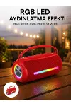 360 RGB LED'li Taşınabilir Bluetooth Hoparlör – Kırmızı, USB/TF Destekli-1