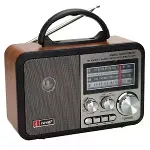 Orta Boy Retro, Nostaljik, Ahşap Tasarım Bluetooth Hoparlörlü, Şarjlı, Taşınabilir FM/AM Destekli Ra-1