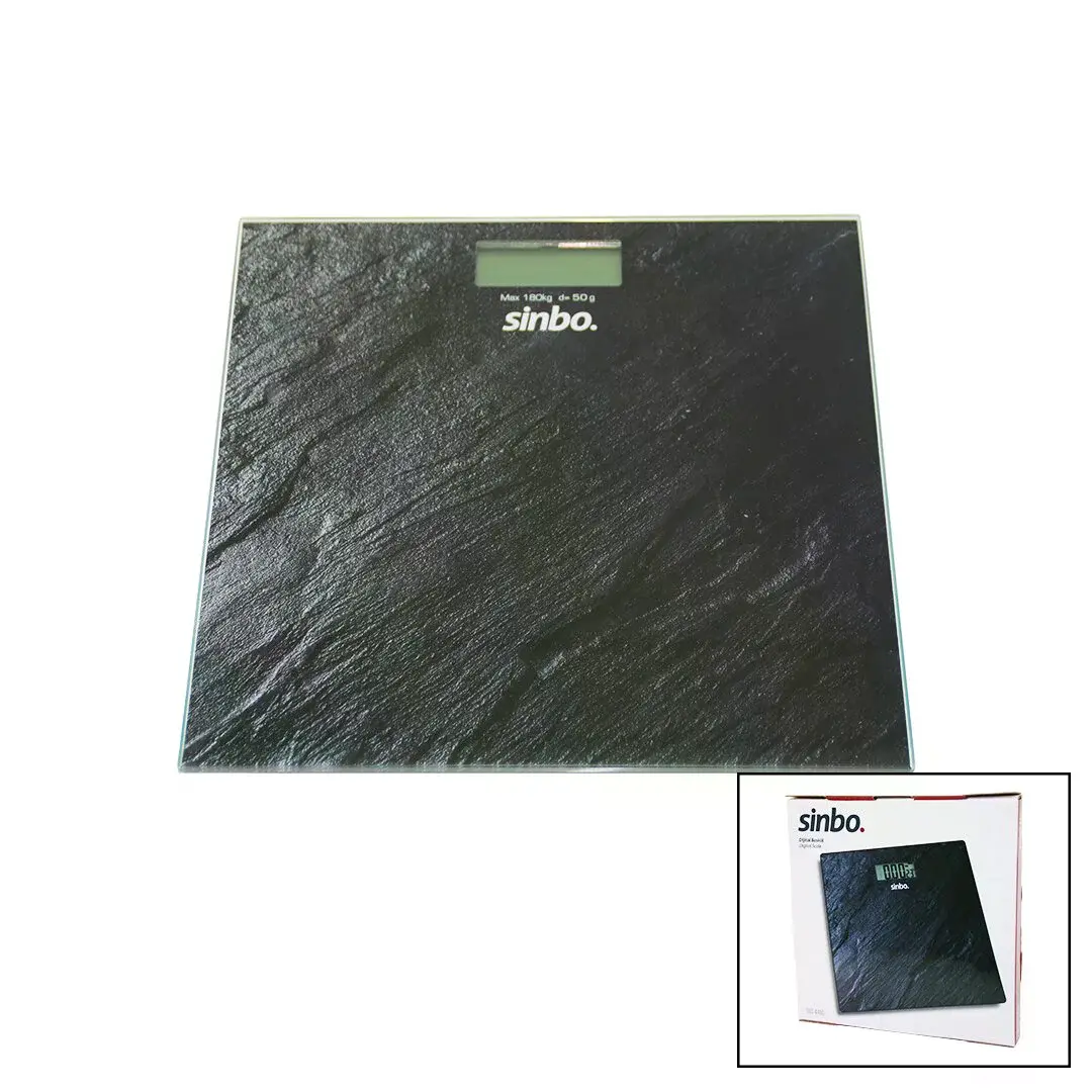 Dijital - Pilli Cam Banyo Baskülü Lcd Ekran - Sıcaklık Göstergeli 180KG/50GR 26X26CM Sinbo SBS-4450