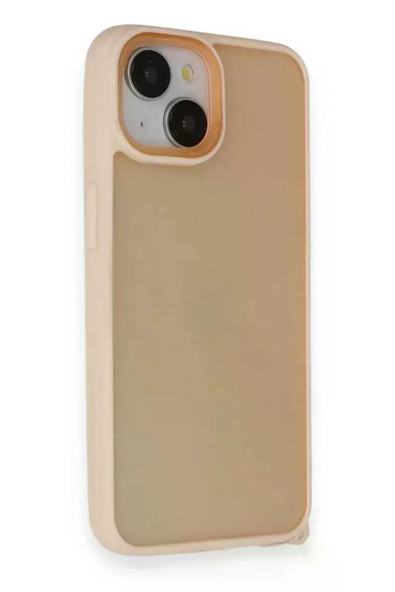 Apple iPhone 14 Kılıf Elegant Kapak - Pudra