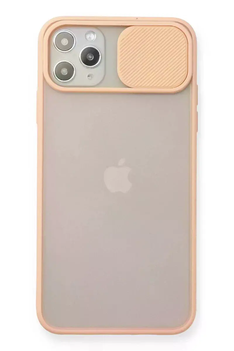 Apple iPhone 11 Pro Max Kılıf Palm Buzlu Kamera Sürgülü Silikon - Pembe
