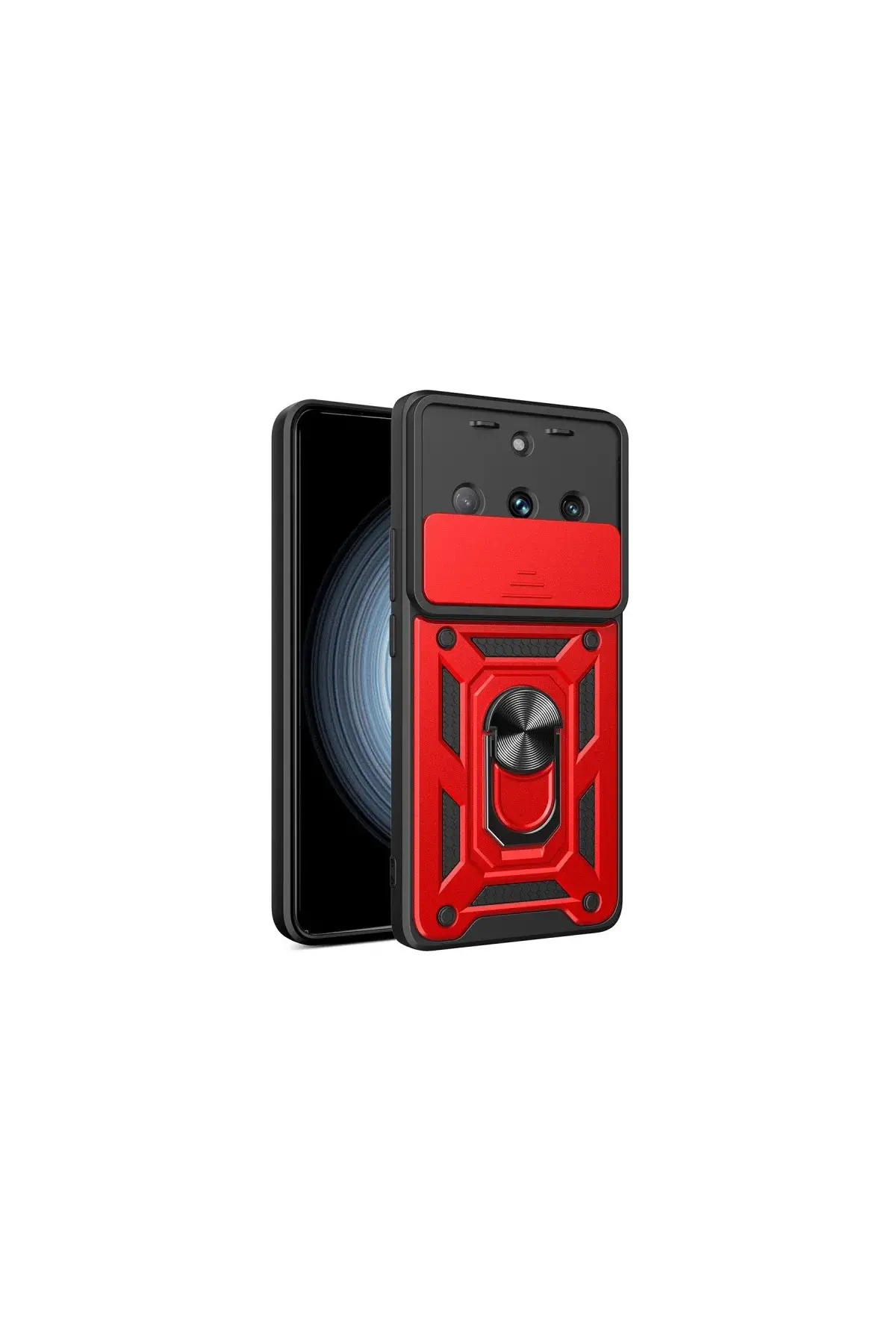 Realme 11 Pro Kılıf Pars Lens Yüzüklü Silikon - Kırmızı