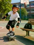 Çocuk Kaykay Paten Scooter Bisiklet Koruyucu Dizlik Seti 2 Adet Siyah-5
