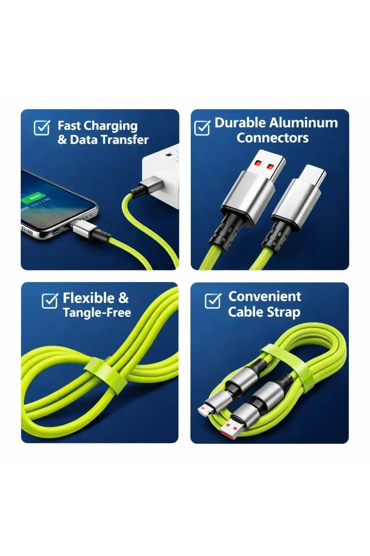 4-in-1 240W PD Hızlı Şarj Kablosu – Type-C Lightning Destekli PL-8632