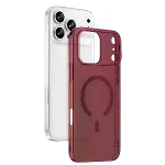 Apple İphone 18 Pro Combo Sert Şeffaf Magsafe Kapak - Bordo-1