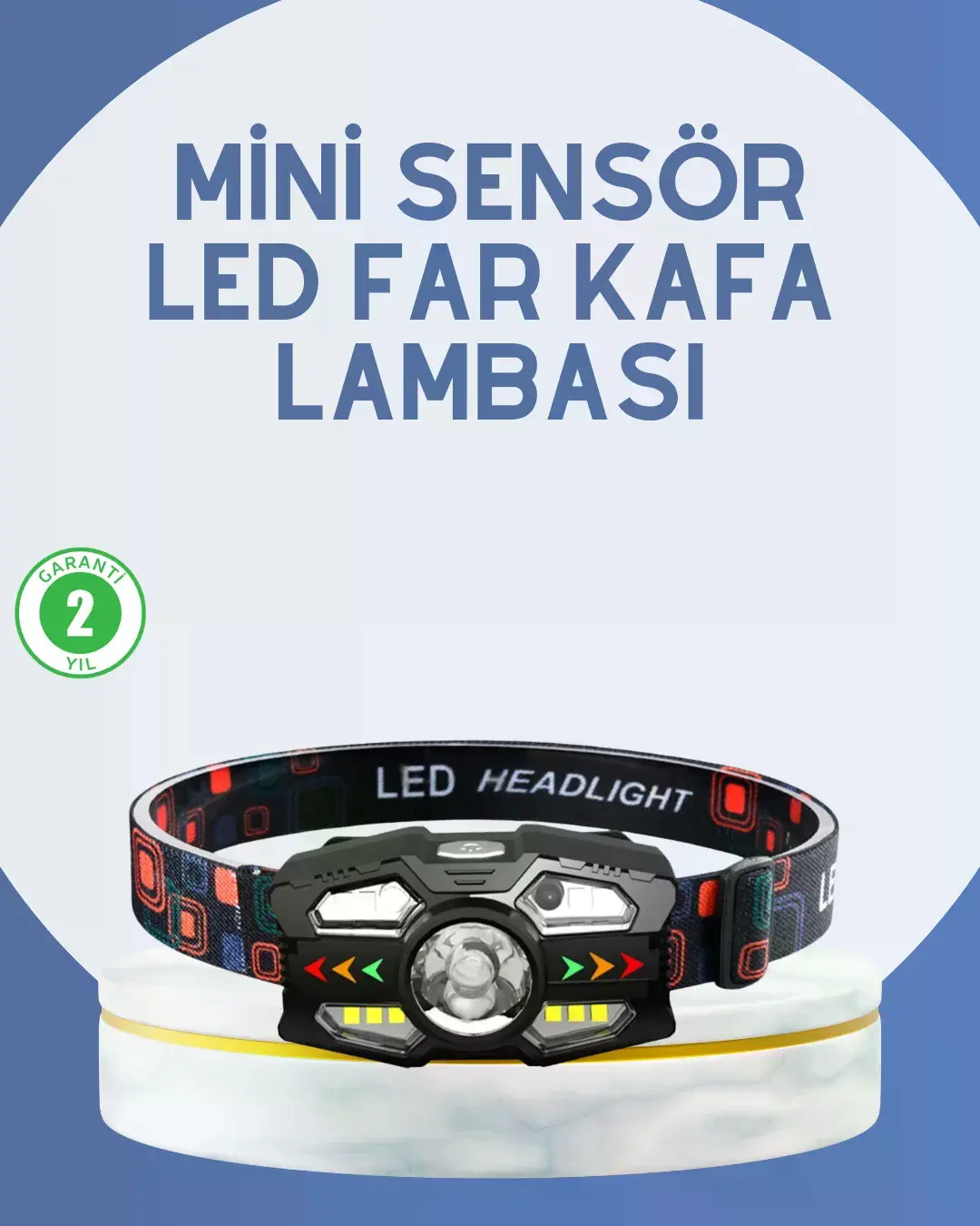 El Sensörlü LED Far Suya Dayanıklı Şarjlı Kafa Lambası