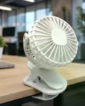 360 Derece Dönebilen Mandallı Şarjlı Mini Masa Fanı-1