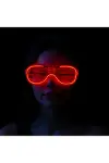 Kırmızı Led Işıklı Parti Gözlüğü - Neon Glow Şerit Gözlük 3 Modlu-2