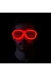 Kırmızı Led Işıklı Parti Gözlüğü - Neon Glow Şerit Gözlük 3 Modlu-3