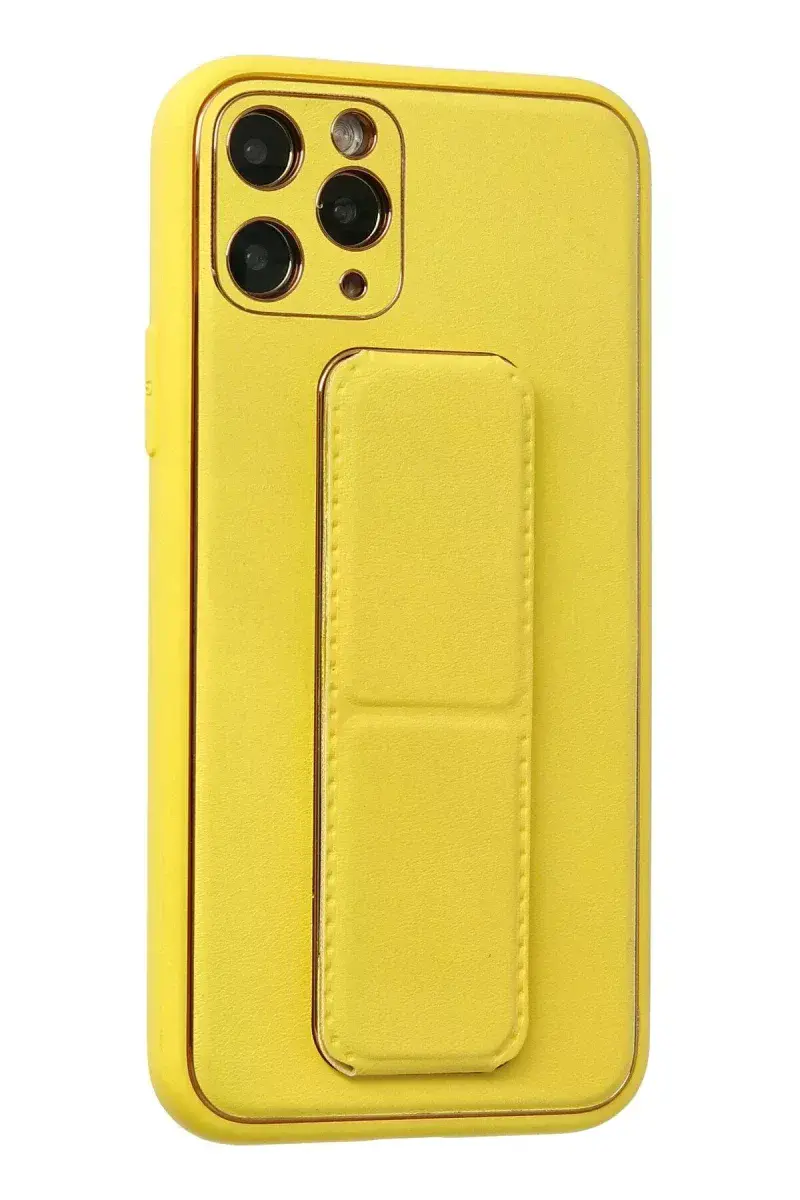 Apple iPhone 11 Pro Kılıf Coco Deri Standlı Kapak - Sarı