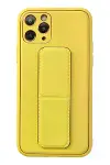 Apple iPhone 11 Pro Kılıf Coco Deri Standlı Kapak - Sarı-3