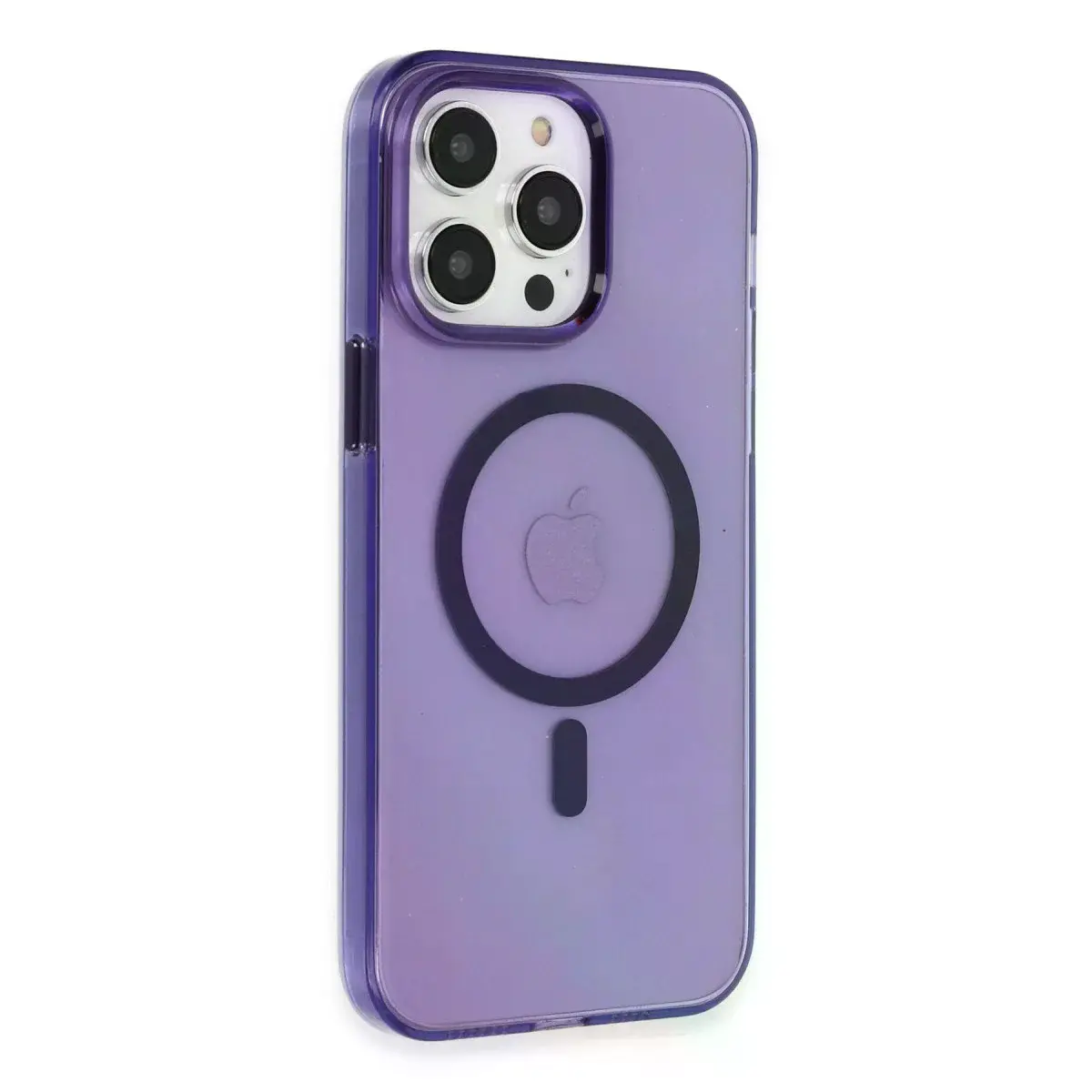 Apple İphone 14 Pro Max Kılıf Tron Şeffaf Magsafe Kapak - Derin Mor