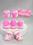 Çocuk Koruyucu Pembe Çocuk Koruyucu Spor Seti Dizlik Dirseklik El Bilek Koruyucu-2