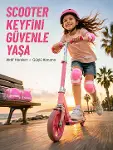 Çocuk Koruyucu Pembe Çocuk Koruyucu Spor Seti Dizlik Dirseklik El Bilek Koruyucu-1