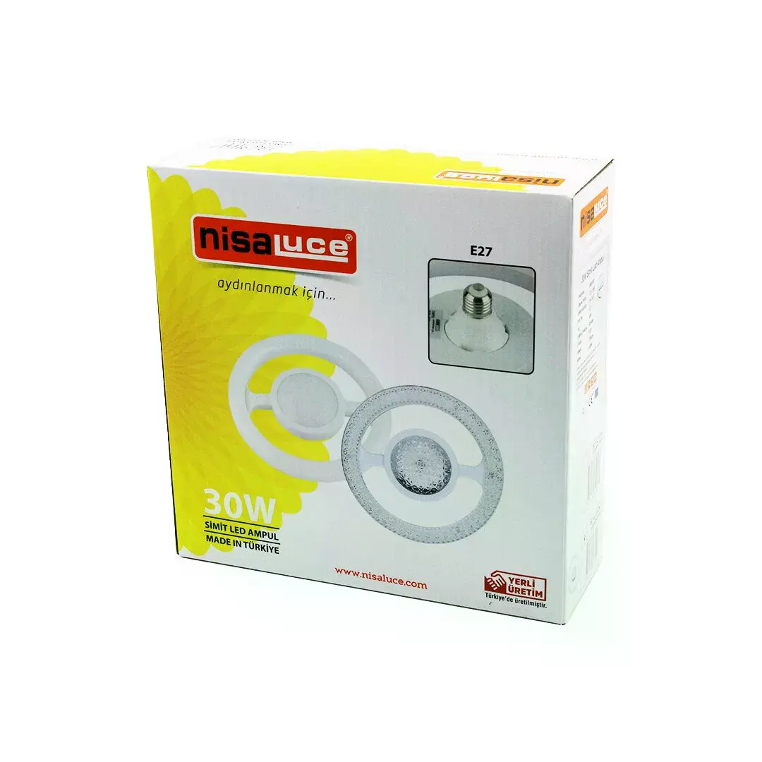 Nisaluce EAMP-059/KB ka Kristal Plastik Cam Sit Model Led Ampul 30W E27 BEYAZ=6500K 2700 Lumen