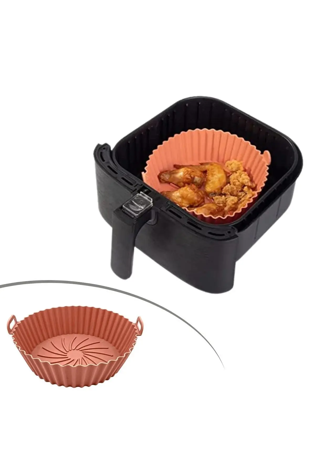 Renkli Isıya Dayanıklı Yıkanılabilir Silikon Fırın Ve Airfryer Yuvarlak Model Pişirme Matı 20 Cm