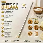 6 Adet 80CM Çelik Lux Metal Oklava-2