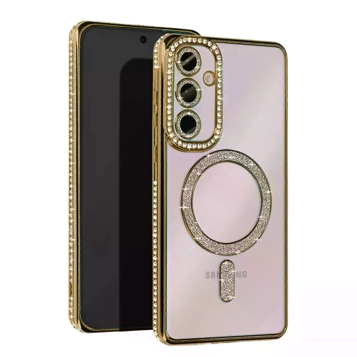 Samsung Galaxy A35 5g Joke Simli Magneticsafe Kılıf - Gold