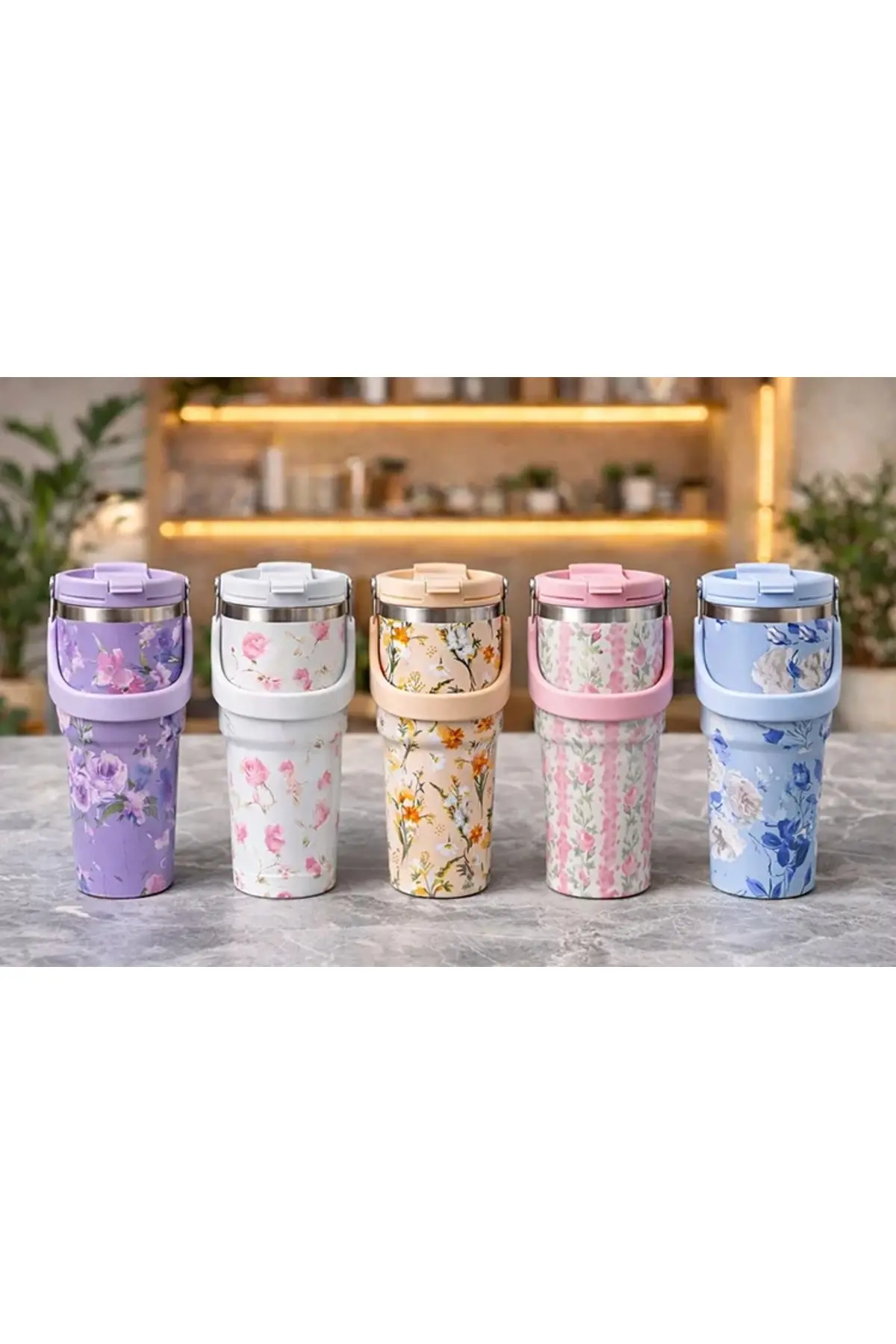 900 Ml Taşıma Kulplu Paslanmaz Çelik Termos Mug - Vakumlu Isı Yalıtımlı Bardak Alk4630