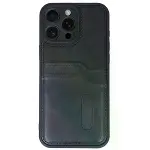 Apple İphone 16 Pro Kılıf Sara Kartvizitli Deri Kılıf - Siyah-2