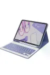 Apple iPad Air 11 (2024) Kılıf KC01 Smart Klavyeli Tablet Kılıfı - Derin Mor-1