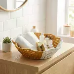Çiçek Model Çift Renkli Plastik Rattan Ekmek ve Meyve Sepeti - Çok Amaçlı Banyo ve Mutfak Düzenleyic-2