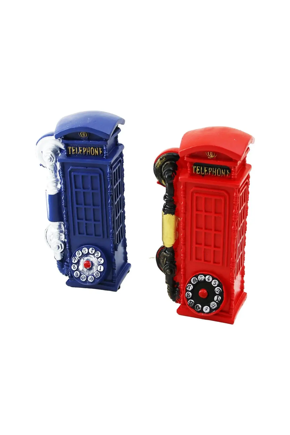 Telefon Kulübesi Vintage Dekoratif Biblo - Kumbara Renkli 20X6X6CM Reçine