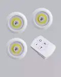 Uzaktan Kumandalı 3 Lü Kablosuz Led Spot Lamba Seti Yapışkanlı Pratik Kullanım-4