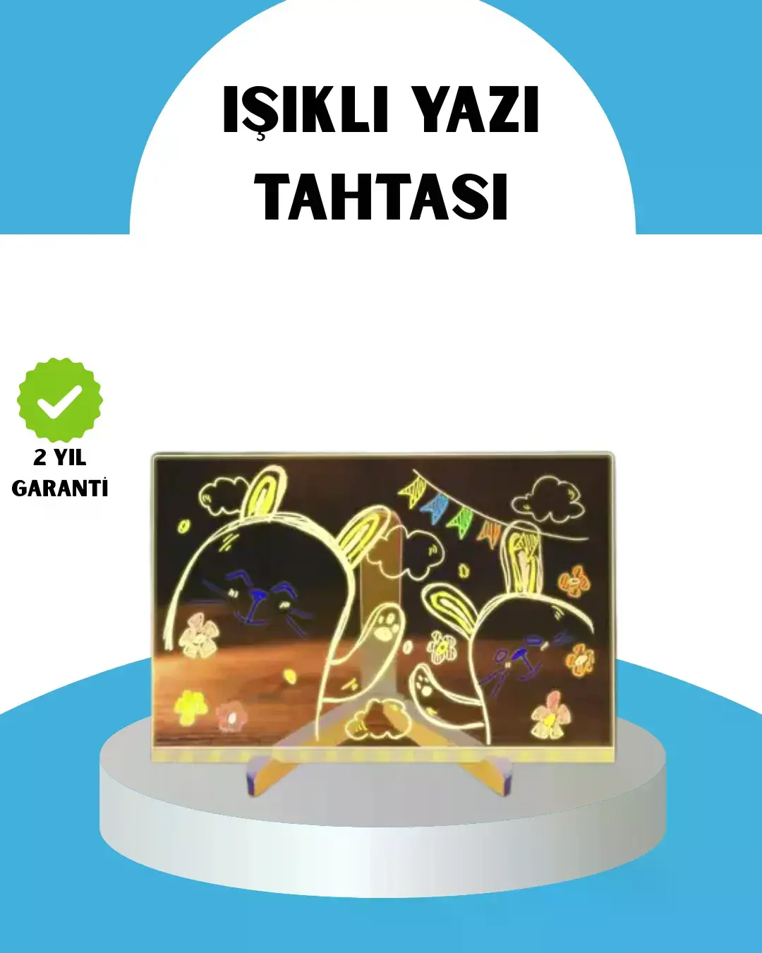 Silinebilir LED Mesaj Tahtası 7 Renkli Kalem Dahil