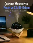 Projektör ışıklı ve aromaterapi destekli taşınabilir nemlendirici cihaz USB bağlantılı-1