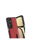 Realme C65 Sara Kartvizitli Deri Kılıf - Kırmızı-3