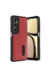 Realme C65 Sara Kartvizitli Deri Kılıf - Kırmızı-1