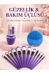 Kadın Makyaj ve Kişisel Bakım Seti 12 Parça Makyaj Fırçası Silikon Yüz Temizleyici Manikür Pedikür T-2