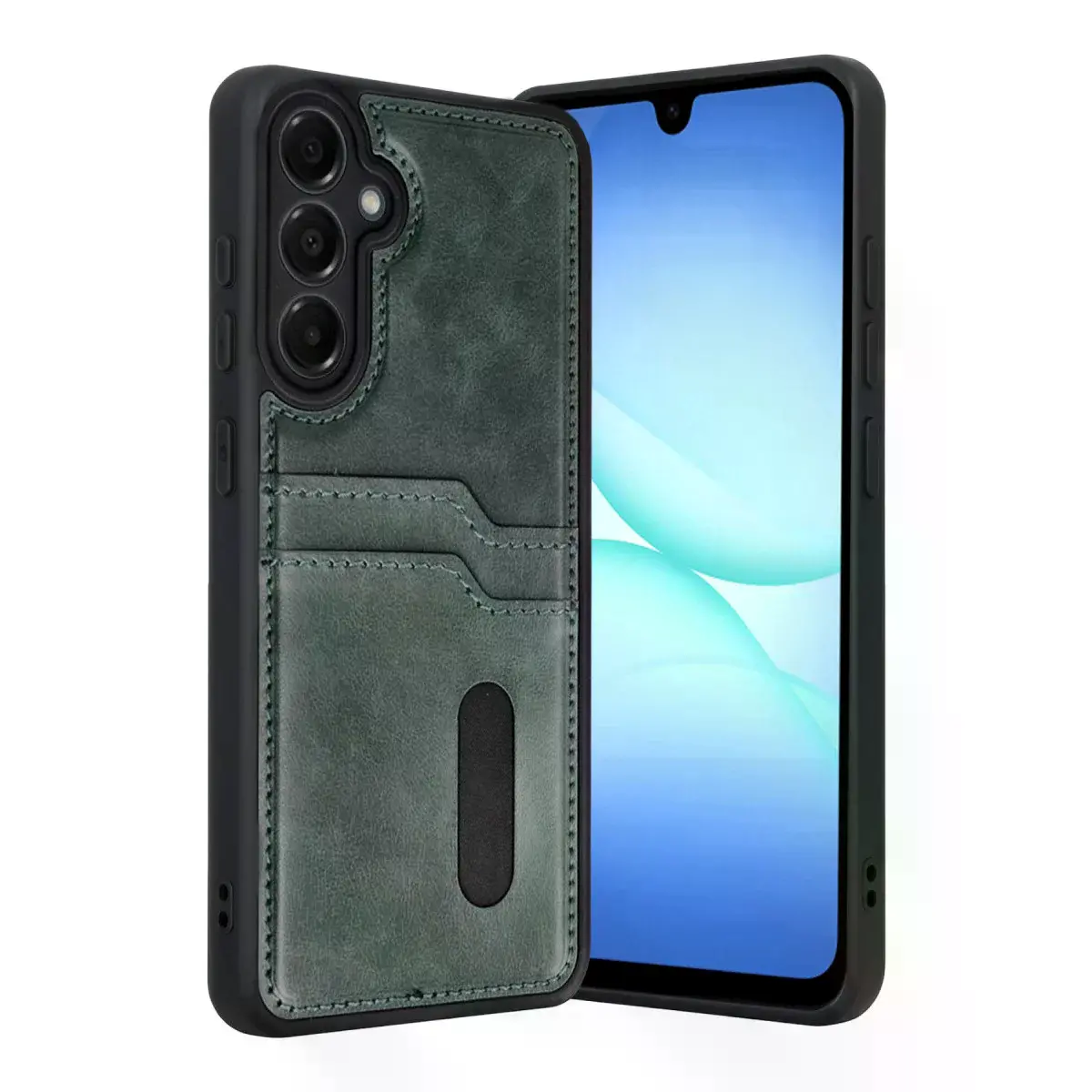 Samsung Galaxy A17 5g Sara Kartvizitli Deri Kılıf - Yeşil