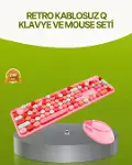 Bluetooth Retro Kablosuz Klavye ve Mouse Seti – 3 Cihaz Bağlantılı, Sessiz Tuş, Uzun Pil Ömrü-2