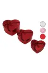 3PCS Kalp Parlak Renkli - Kabartma Desen Karton Hediye Kutusu Kurdelalı 15-18-21CM-2