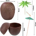 Hindistan Cevizi Hawaii Luau Aloha Pipetli İçecek Kabı Bardak 10x13 cm 1 Adet-7