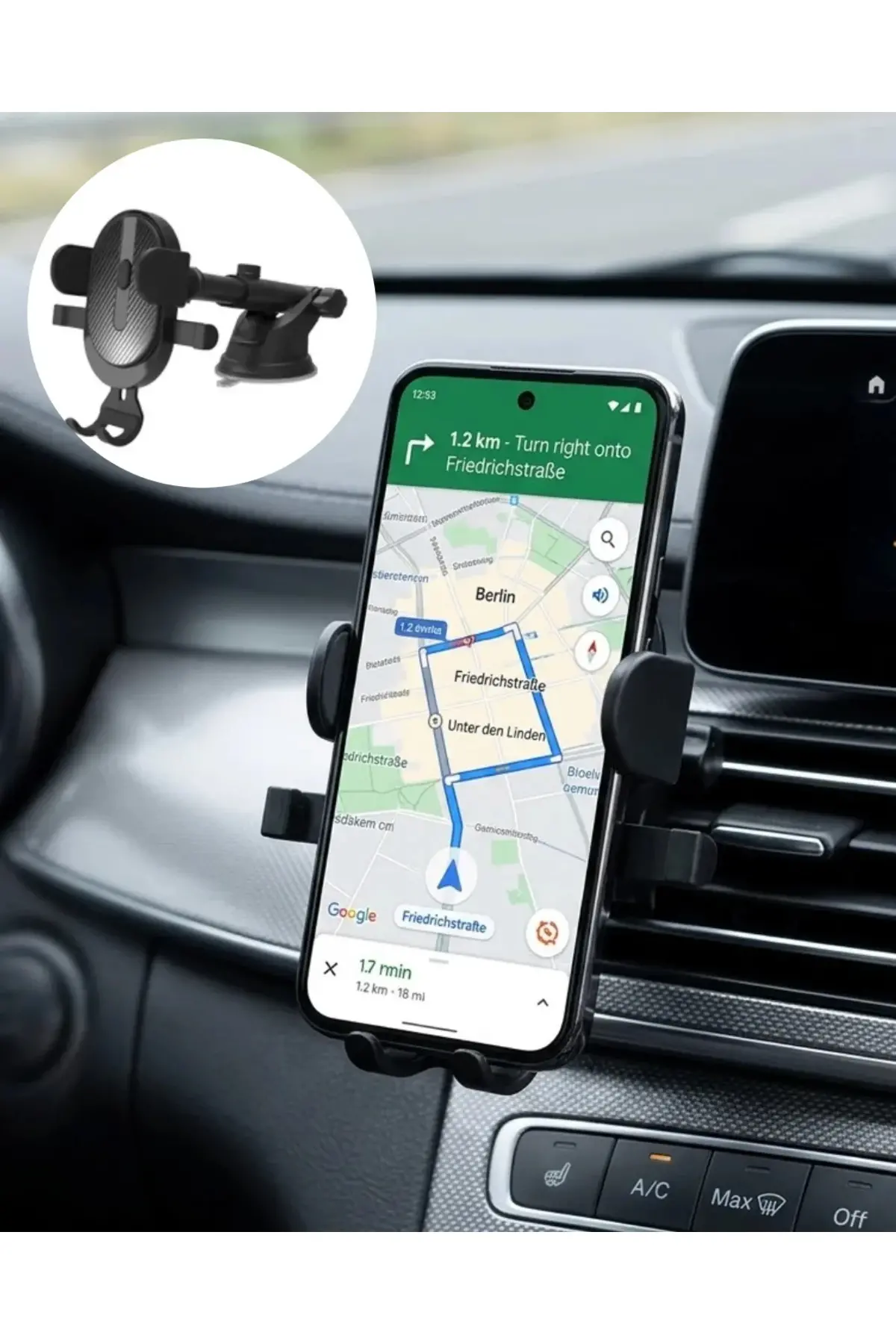 Araç Havalandırma Telefon Tutucu 360 Derece Döner Otomatik Kilitli Stand