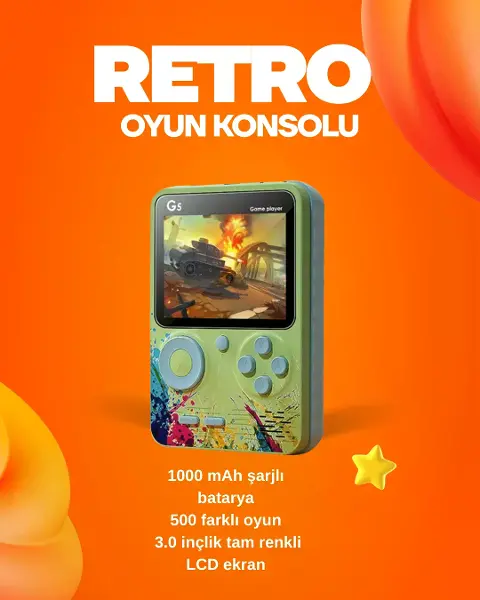 500 Oyun Hafızalı G5 Game Box – Renkli LCD Ekranlı
