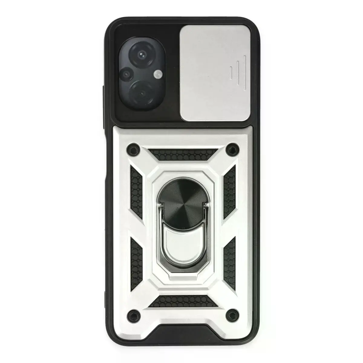 Xiao Poco M5 Kılıf Pars Lens Yüzüklü Silikon - Gümüş