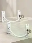 Pencere Emniyet Kilidi 2 Adet Set Kablolu Anahtarlı Pencere Açılma Sınırlayıcı-5