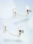 Pencere Emniyet Kilidi 2 Adet Set Kablolu Anahtarlı Pencere Açılma Sınırlayıcı-8