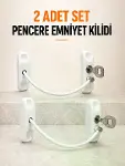 Pencere Emniyet Kilidi 2 Adet Set Kablolu Anahtarlı Pencere Açılma Sınırlayıcı-1
