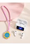 Bluetooth 5.4 Kablosuz Kulaklık Pembe Askılı og Charm Saat İkili Set-2