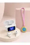 Bluetooth 5.4 Kablosuz Kulaklık Pembe Askılı og Charm Saat İkili Set-4