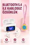 Bluetooth 5.4 Kablosuz Kulaklık Pembe Askılı og Charm Saat İkili Set-1